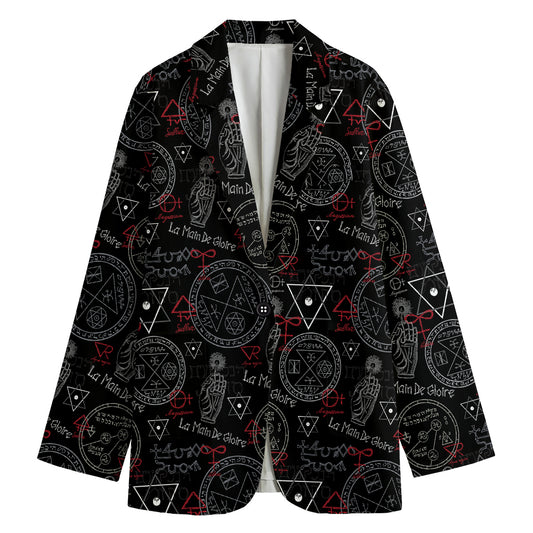 Hand Of Glory Black Magic Witch Print Women's Blazer