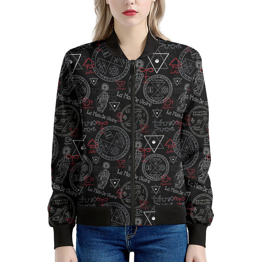 Hand Of Glory Black Magic Witch Print Women's Bomber Jacket