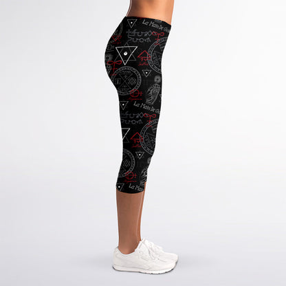 Hand Of Glory Black Magic Witch Print Women's Capri Leggings