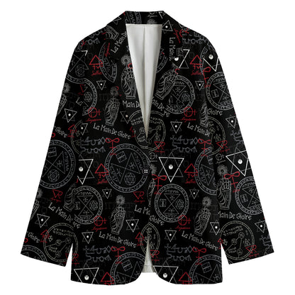 Hand Of Glory Black Magic Witch Print Women's Cotton Blazer