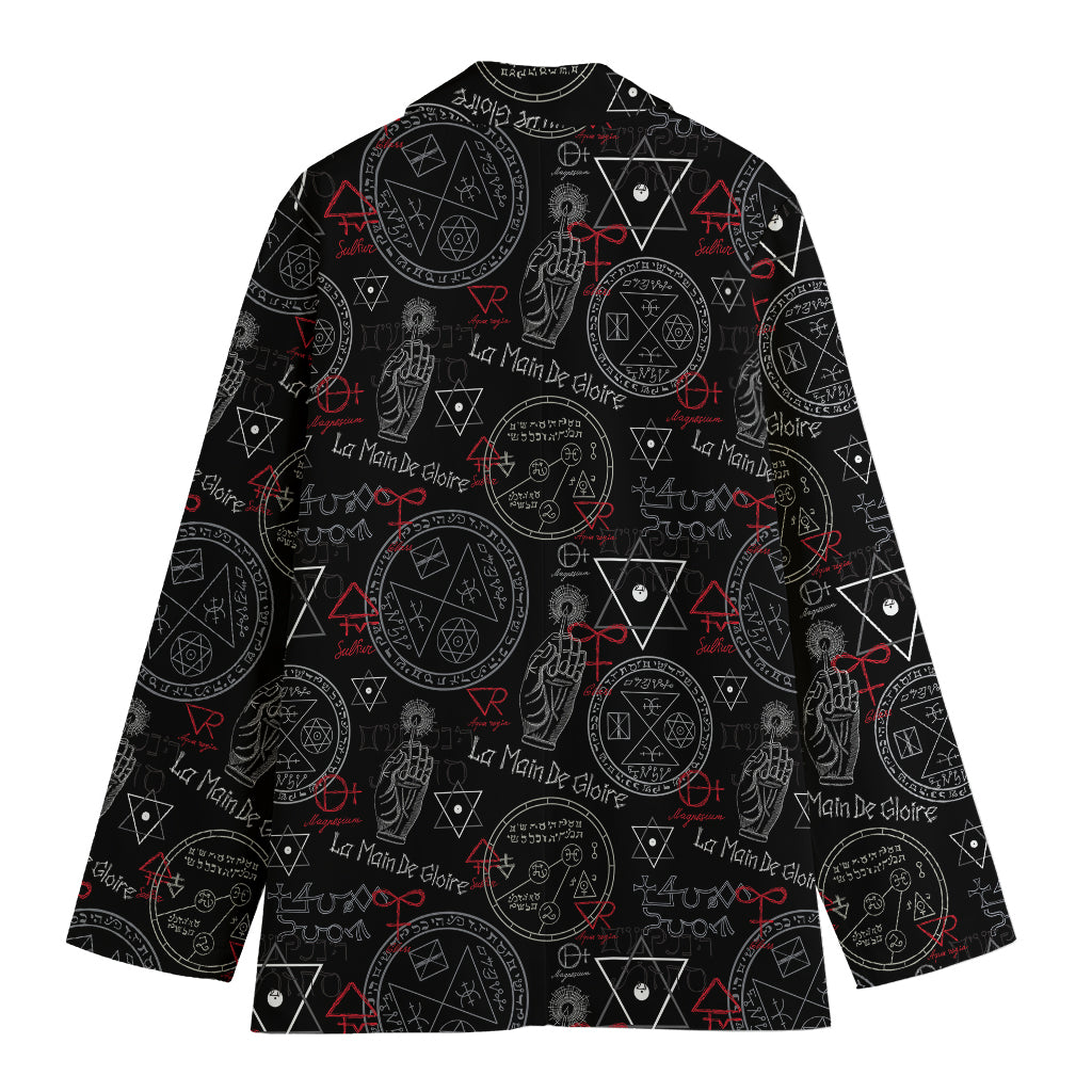 Hand Of Glory Black Magic Witch Print Women's Cotton Blazer