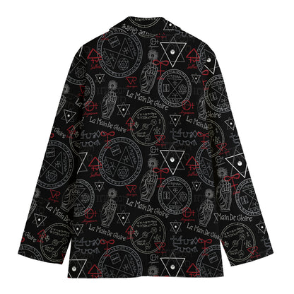 Hand Of Glory Black Magic Witch Print Women's Cotton Blazer