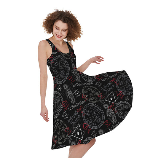 Hand Of Glory Black Magic Witch Print Women's Sleeveless Dress
