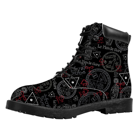 Hand Of Glory Black Magic Witch Print Work Boots
