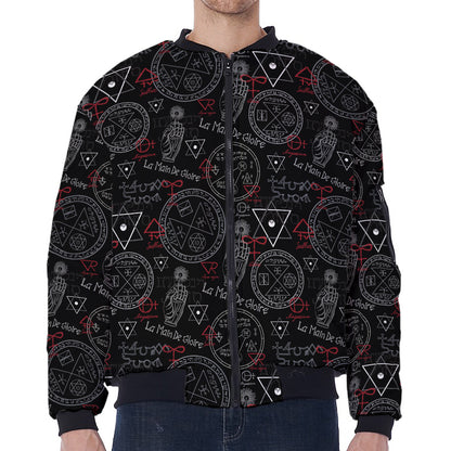 Hand Of Glory Black Magic Witch Print Zip Sleeve Bomber Jacket