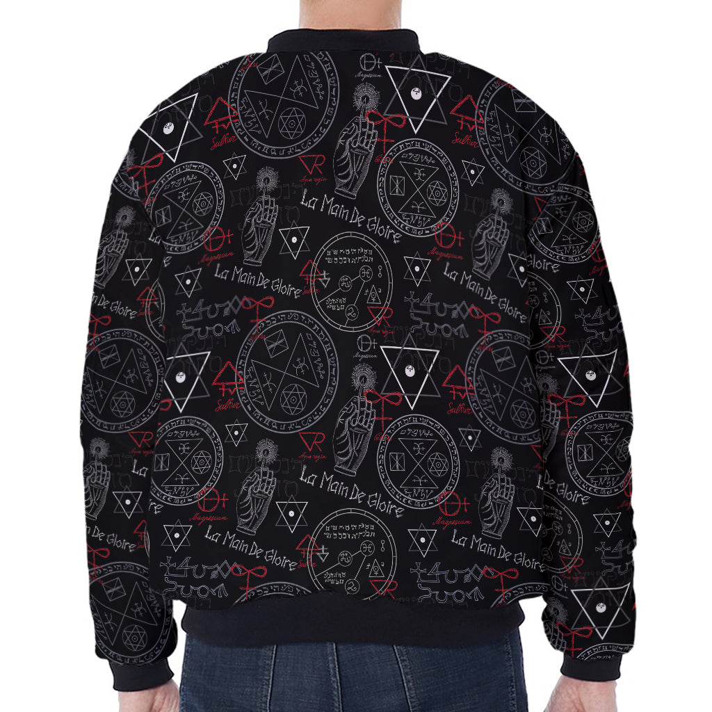 Hand Of Glory Black Magic Witch Print Zip Sleeve Bomber Jacket