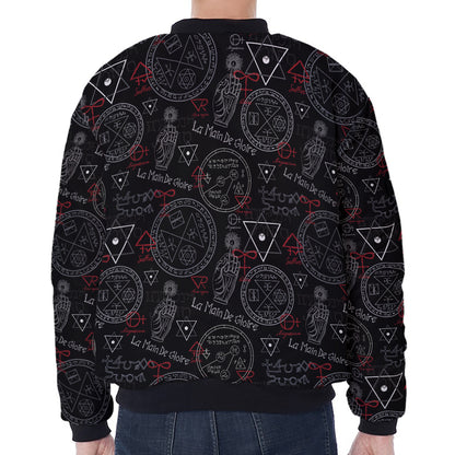 Hand Of Glory Black Magic Witch Print Zip Sleeve Bomber Jacket