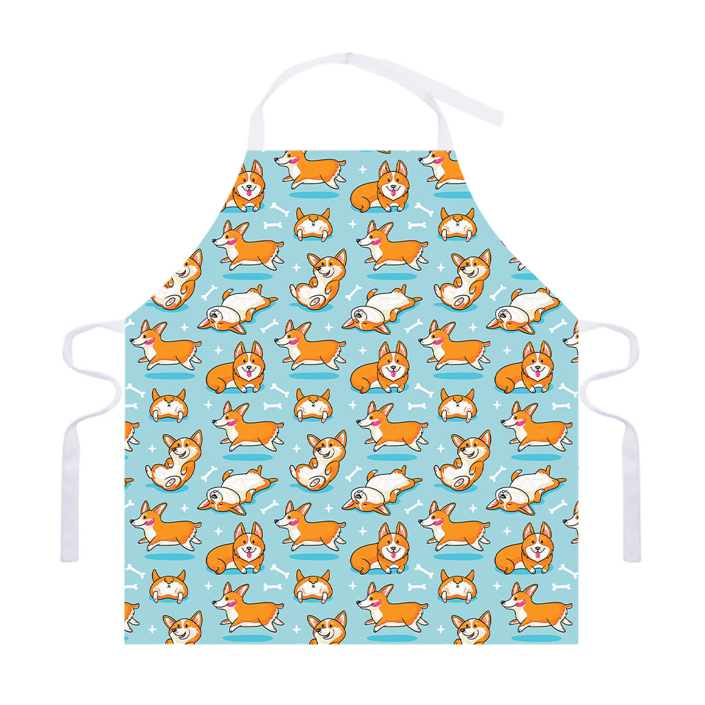 Happy Corgi Pattern Print Adjustable Apron