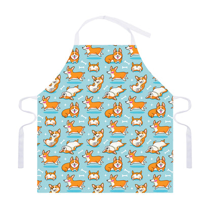Happy Corgi Pattern Print Adjustable Apron
