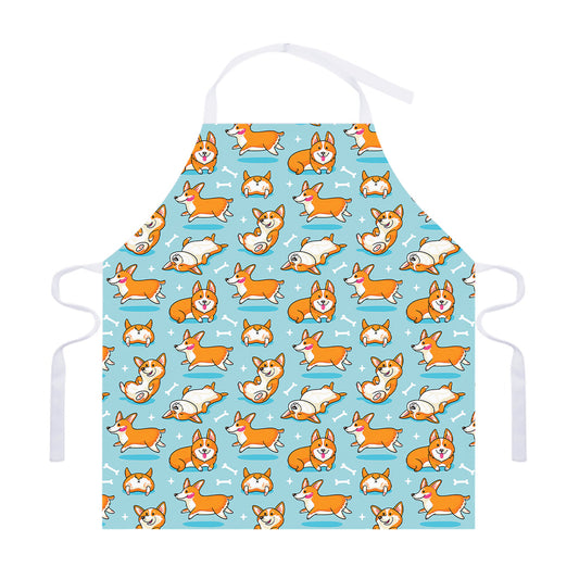 Happy Corgi Pattern Print Adjustable Apron
