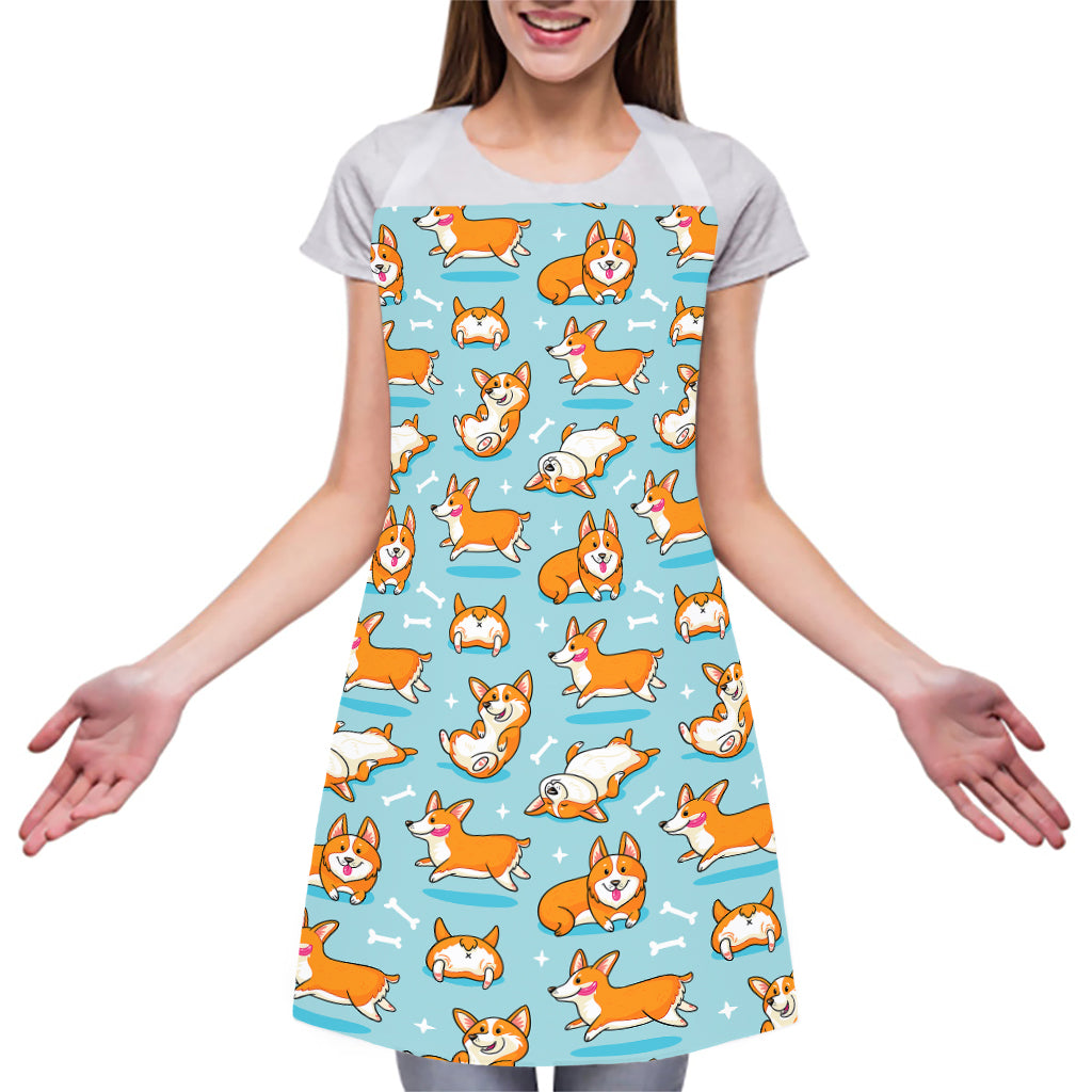 Happy Corgi Pattern Print Adjustable Apron