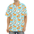 Happy Corgi Pattern Print Aloha Shirt