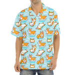 Happy Corgi Pattern Print Aloha Shirt