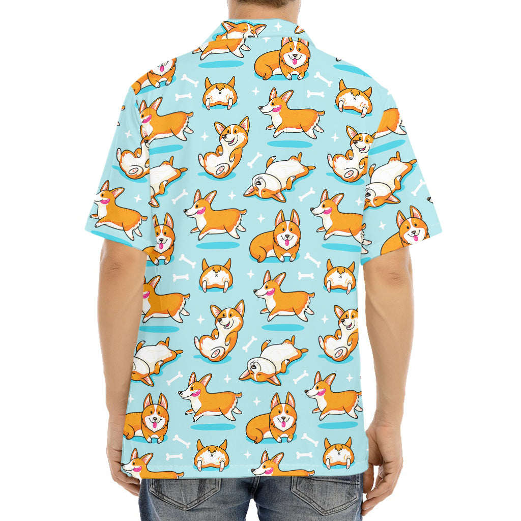 Happy Corgi Pattern Print Aloha Shirt