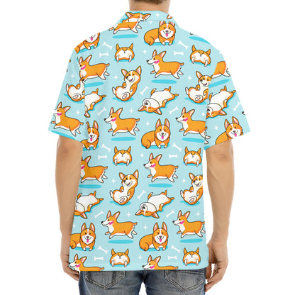 Happy Corgi Pattern Print Aloha Shirt
