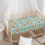 Happy Corgi Pattern Print Baby Crib Sheet