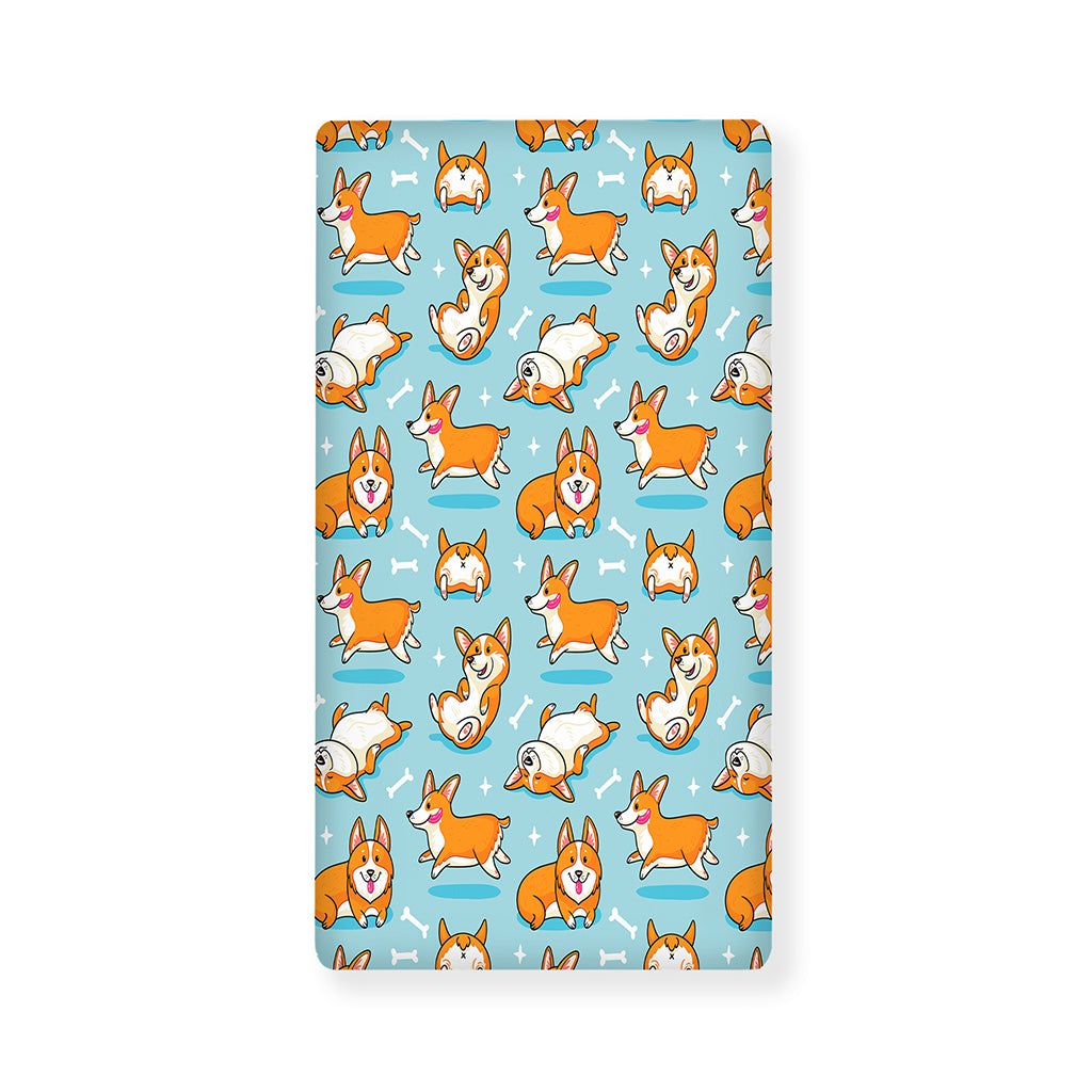 Happy Corgi Pattern Print Baby Crib Sheet