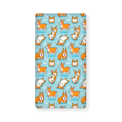Happy Corgi Pattern Print Baby Crib Sheet