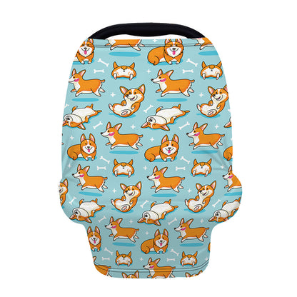 Happy Corgi Pattern Print Baby Seat Cover