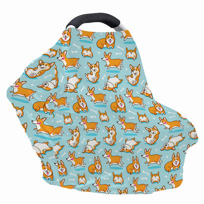 Happy Corgi Pattern Print Baby Seat Cover