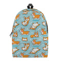 Happy Corgi Pattern Print School Backpack