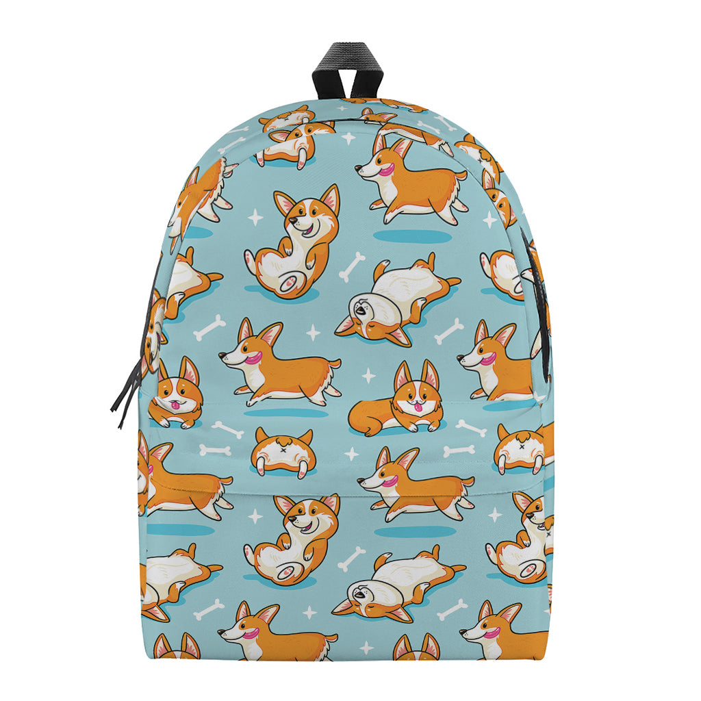 Happy Corgi Pattern Print Backpack