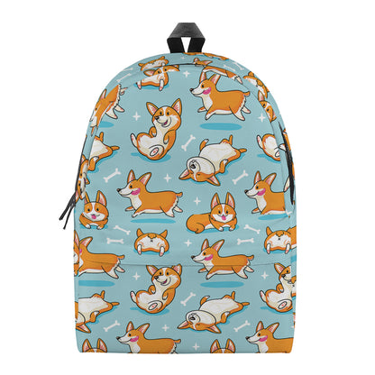 Happy Corgi Pattern Print Backpack