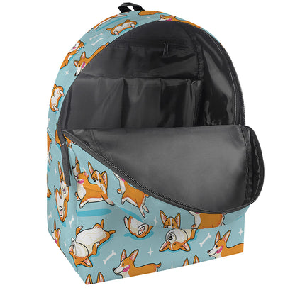 Happy Corgi Pattern Print Backpack