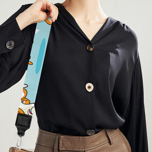 Happy Corgi Pattern Print Bag Strap