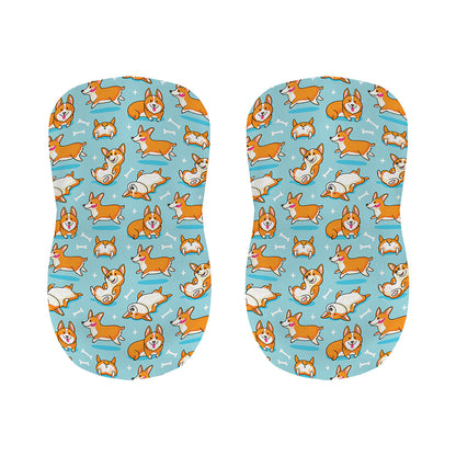 Happy Corgi Pattern Print Bar Stool Covers