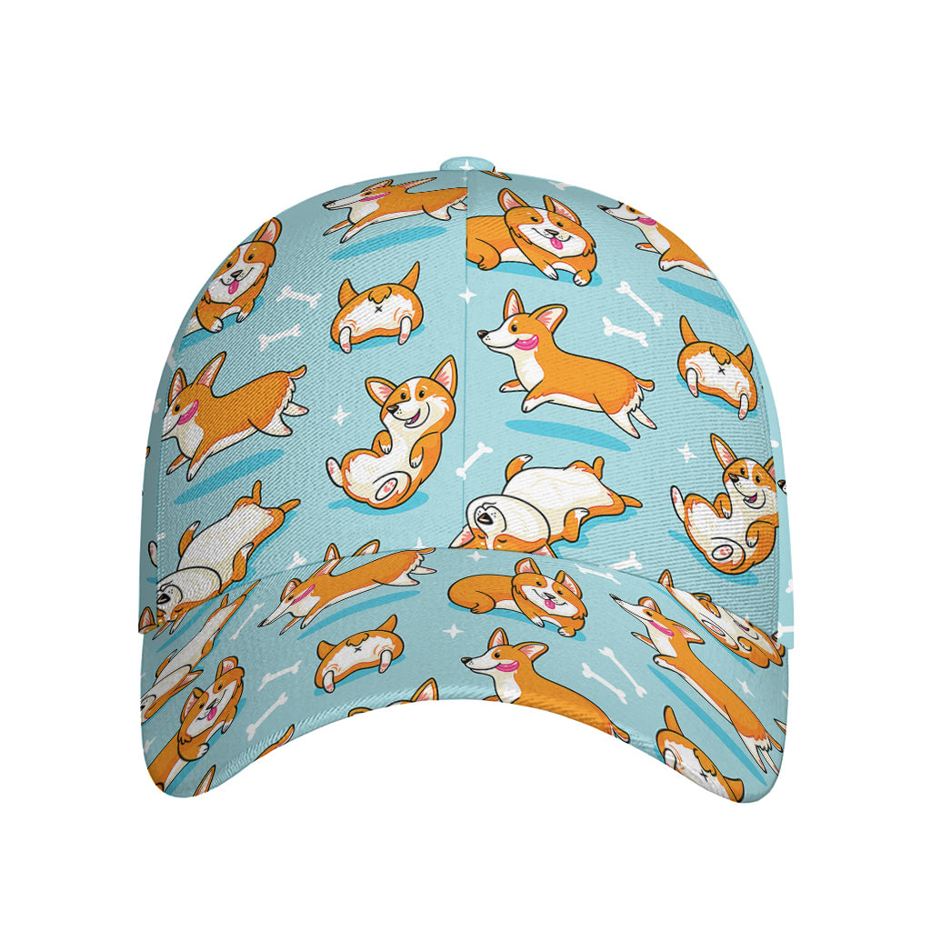 Happy Corgi Pattern Print Baseball Cap