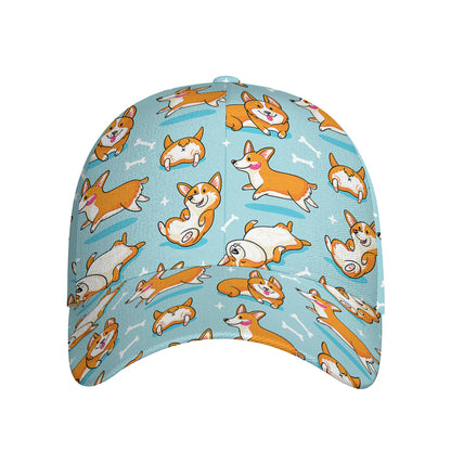Happy Corgi Pattern Print Baseball Cap