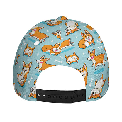Happy Corgi Pattern Print Baseball Cap