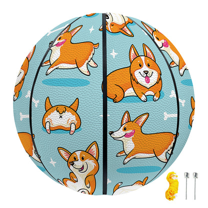 Happy Corgi Pattern Print Basketball