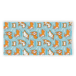 Happy Corgi Pattern Print Beach Towel