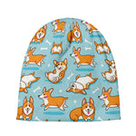 Happy Corgi Pattern Print Beanie