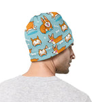 Happy Corgi Pattern Print Beanie