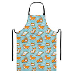 Happy Corgi Pattern Print Bib Apron With Pocket