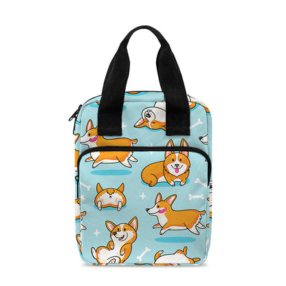 Happy Corgi Pattern Print Bible Tote Bag