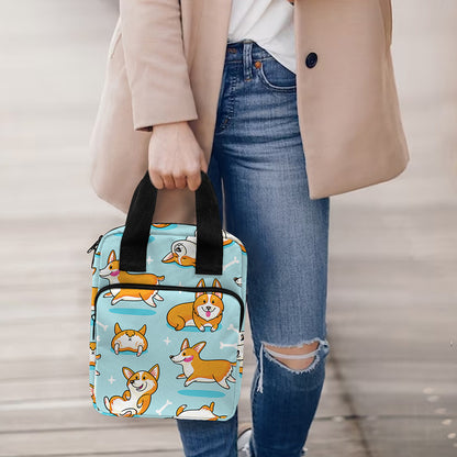 Happy Corgi Pattern Print Bible Tote Bag