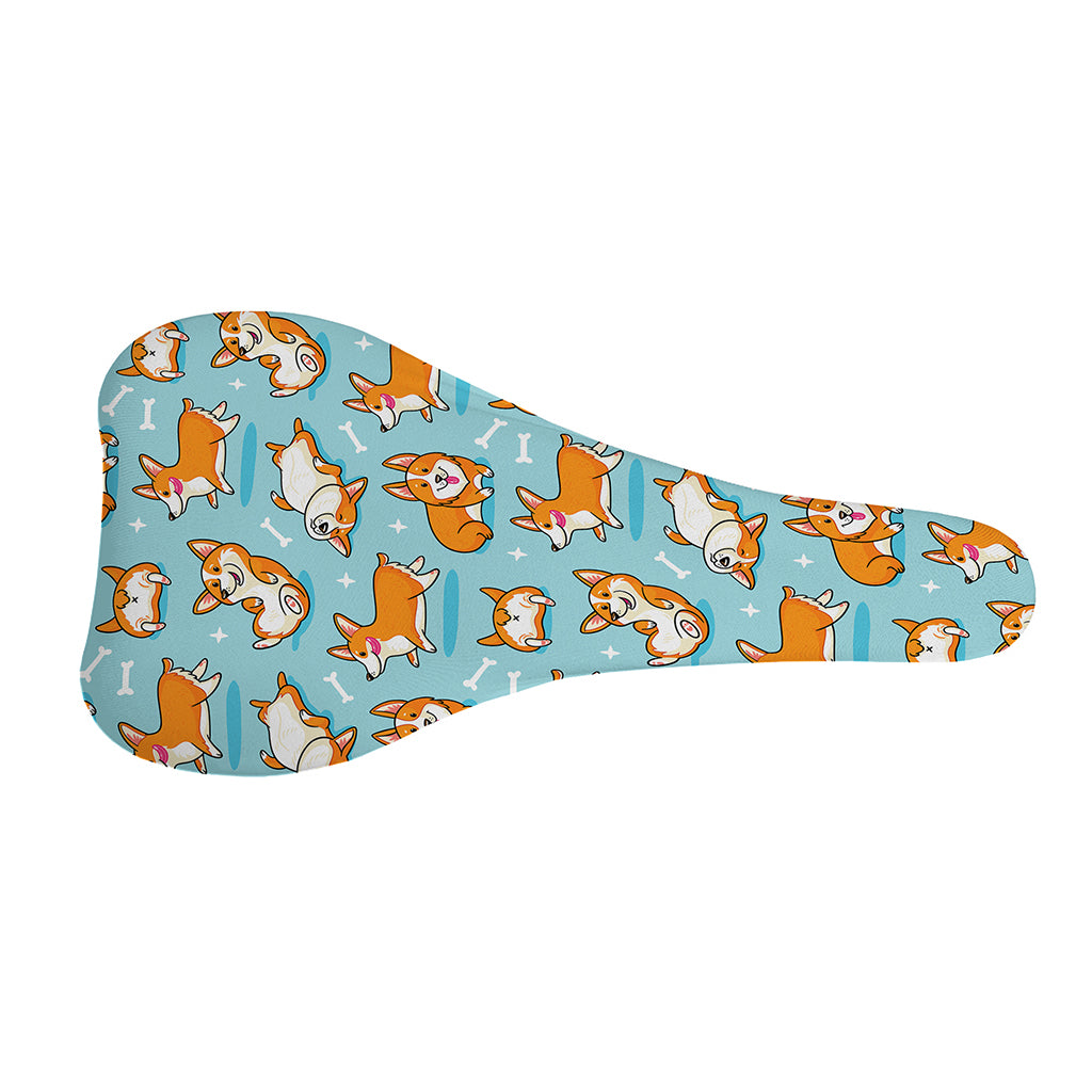 Happy Corgi Pattern Print Bicycle Seat Cover