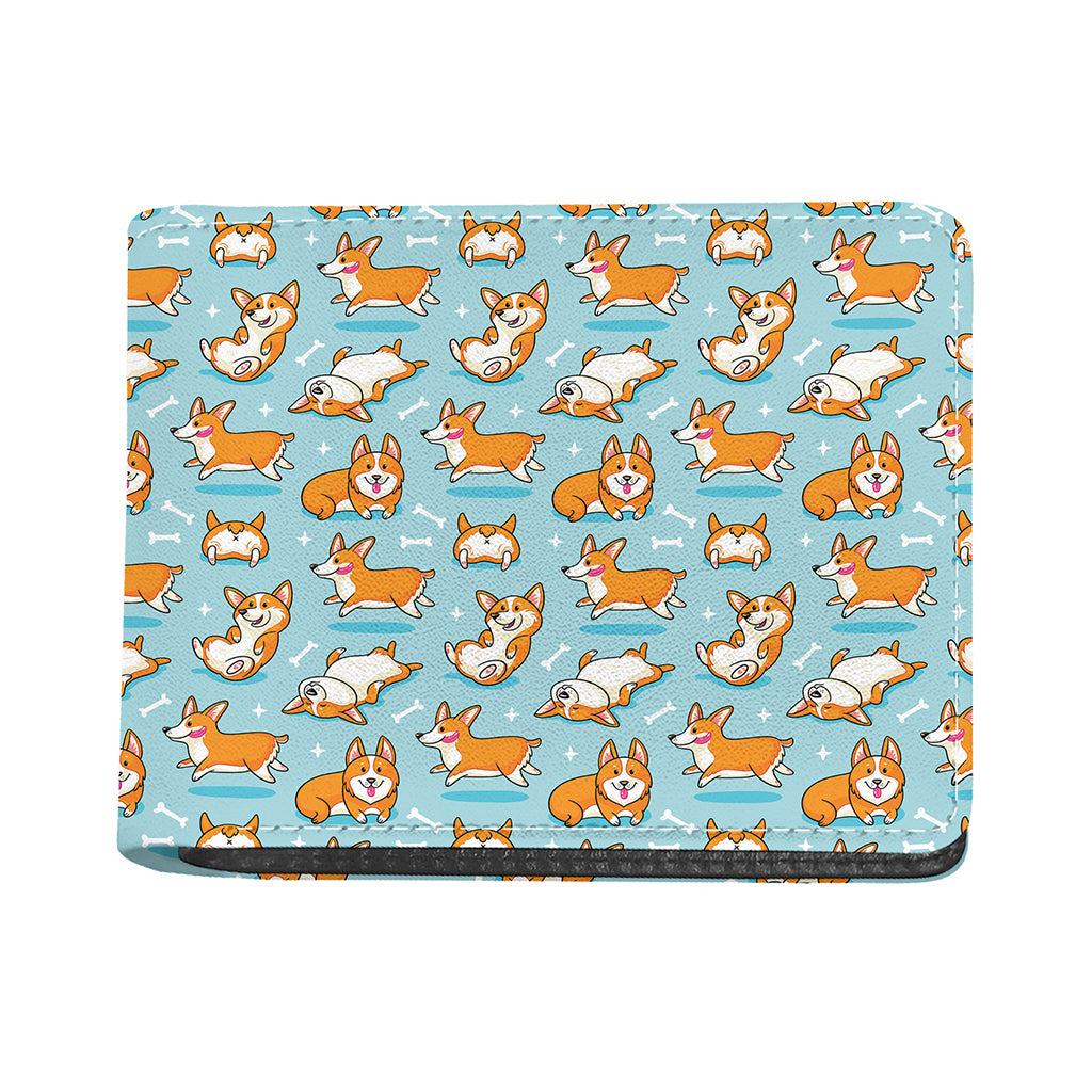 Happy Corgi Pattern Print Bifold Wallet