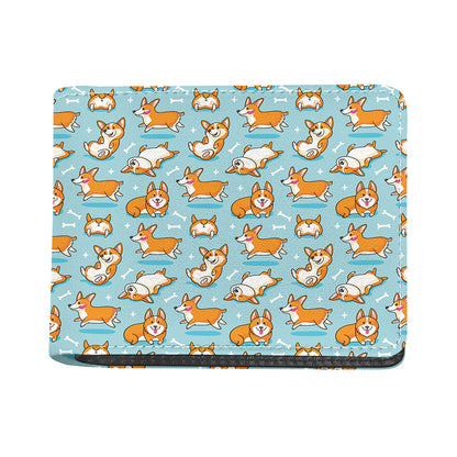 Happy Corgi Pattern Print Bifold Wallet