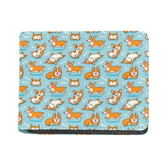 Happy Corgi Pattern Print Bifold Wallet