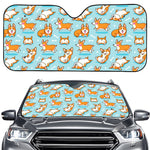 Happy Corgi Pattern Print Car Windshield Sun Shade