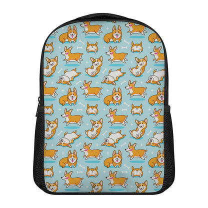 Happy Corgi Pattern Print Casual Backpack