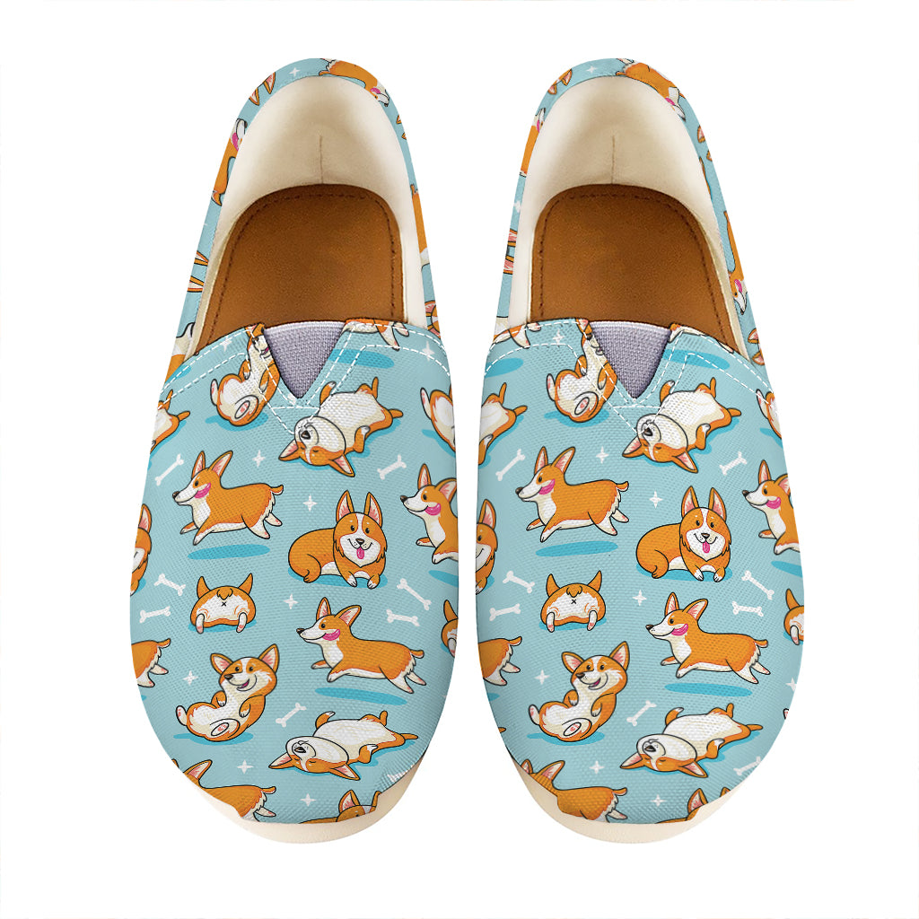 Happy Corgi Pattern Print Casual Shoes