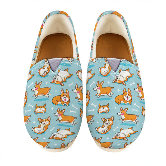Happy Corgi Pattern Print Casual Shoes
