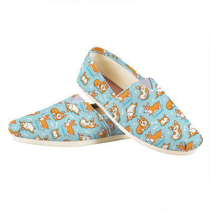 Happy Corgi Pattern Print Casual Shoes