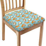 Happy Corgi Pattern Print Chair Cushion Cover